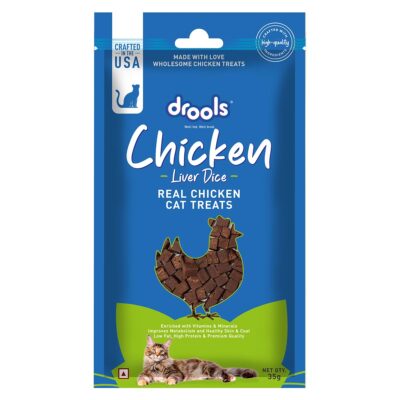 Drools Real Chicken Liver Diced, Cat Treats, 35gm | Rich in Protein, No Artificial Preservatives | Best for Training & Bonding | for Kitten & Adult | Formulated in USA | Premium Treats