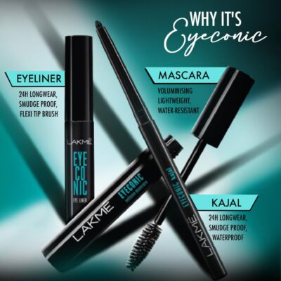 LAKMÉ Glossy Liquid Eyeconic Collection - Eye Regime Kit, Black, 13.35 gram