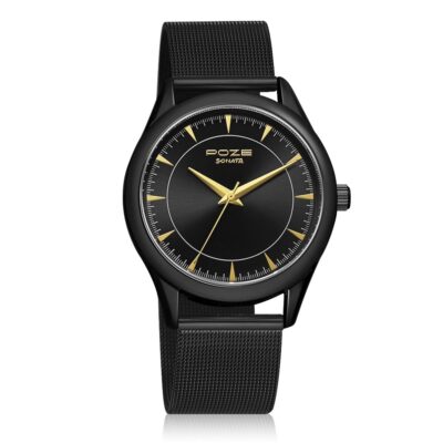 Sonata Poze Quartz Analog Black Dial Stainless Steel Strap Watch for Men-SP70020NM01W