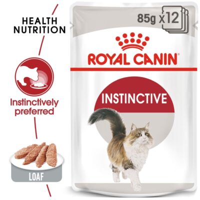 Royal Canin Instinctive, Adult Cat Food, 85 Grams, Pack of 12 Sachet, Wet Food, Supports Active Behavior, Urinary Tract Health & Renal Health, Instinctively Preferred