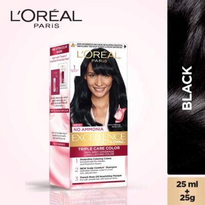 Loreal Paris Excellence Hair Color Small Pack Shade.1, Natural Black, 25ml+25g