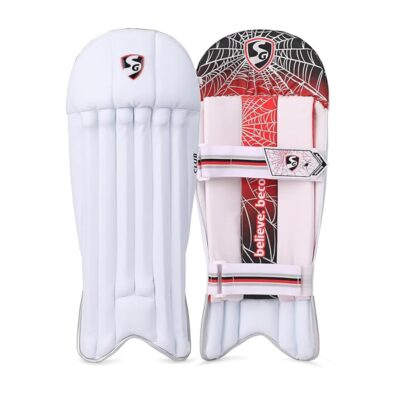 SG Club Junior Wicket Keeping Legguards – White, XS Junior | Lightweight Pads for Kids | Beginner-Friendly Design with Essential Protection & Comfort