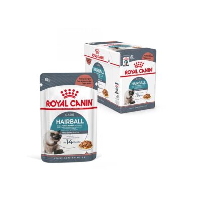 Royal Canin Hairball Care for Cats, Pack of 12 Sachet, Wet Food, Reduces Hairball Formation, Proven Results in 14 Days