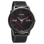 Sonata Men Black Dial Black Band Quartz Analog PU Strap Watch -NS77085PP10W/NT77085PP10W
