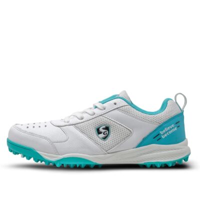 SG Fusion Cricket Shoe (Color: Teal & White, Size: UK10/ US11/ EU44) | for Mens & Boys | Material: Mesh & PVC | Enhanced Performance | Non-Slip Sole for Improved Durability for Stability