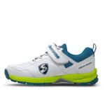 SG Century 6.0 Cricket Shoe (Color: White, Sea Green & Fluorescent Green, Size: UK10/US11/EU44) | for Mens & Boys | Material: PU & Rubber | Velcro with Laces for Flexible Performance