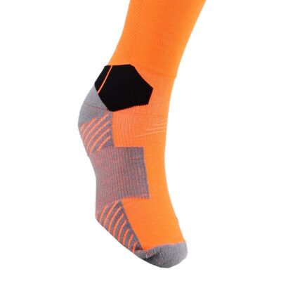 Vicky Transform Star junior Knee High Stockings Micro Polyester Spandex Elastane Cotton Nylon Footbed with Cooling Zone Suitable for Both Men & Women- Neon Orange