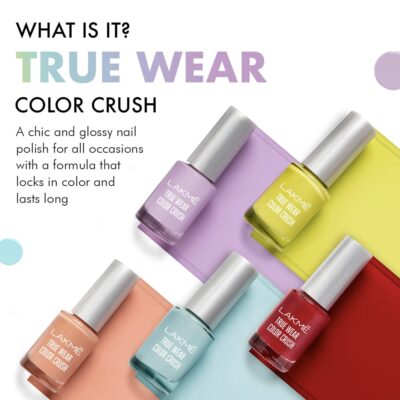 Lakme True Wear Color Crush Glossy Finish Nail Polish, Long Lasting & Vibrant Nail Paint, 404, 6Ml