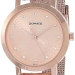 Sonata Linnea Rose Gold Dial Women Analog Watch with Stainless Steel Strap-NR8174WM02