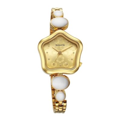 Sonata Utsav Champagne Dial Watch for Women-NS8185YM04