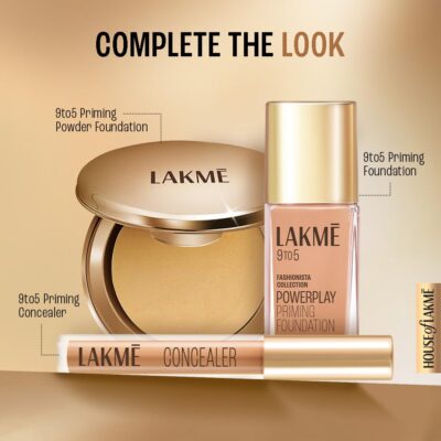 Lakme 9 to 5 Primer with Matte Powder Foundation Compact, Natural Almond, 9g