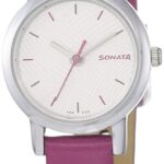 Sonata Splash White Dial Women Analog Watch With Leather Strap-NS8976SL14