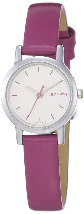 Sonata Splash White Dial Women Analog Watch With Leather Strap-NS8976SL14