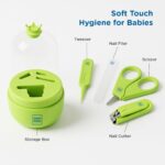 Mee Mee 4-in-1 Baby Grooming Kit- Portable Newborn Care Set with Nail Clipper, Nail Filer, Scissors & Small Tong for Safe & Easy Grooming– for Newborns, Infants & Toddlers 0M+ (Green)
