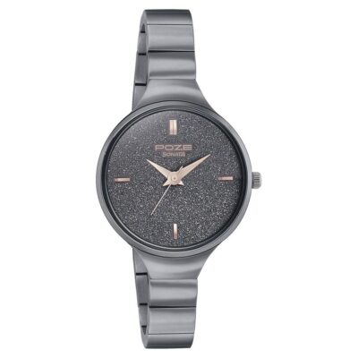 Sonata Poze Quartz Analog Grey Dial Metal Strap Watch for Women-SP80006QM01