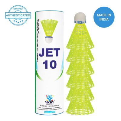 Vicky Jet 10 Nylon Suttlecock Yellow, Pack of 6