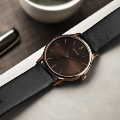 Sonata Aspire 2.0 Brown Dial Round Leather Strap Analog Watch for Men_77105QL05W