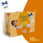 Johnson's Baby Gift Pack with Travel Kit | Newborn Essentials Kit for Baby Girl/Boy | 10 Baby Products Including Orange Hanging Bag & Comb