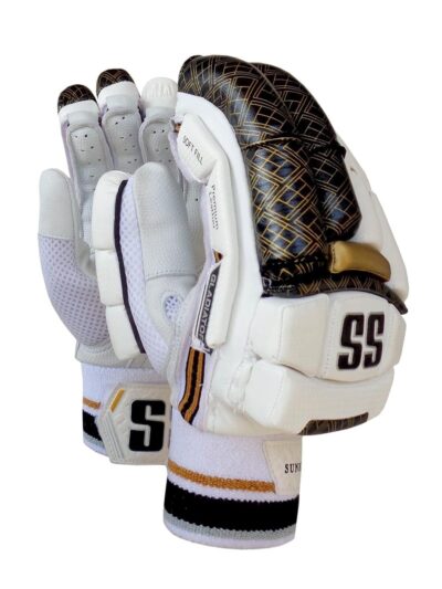 SS Gladiator Golden White Batting Gloves - Adult RH (White/Black)