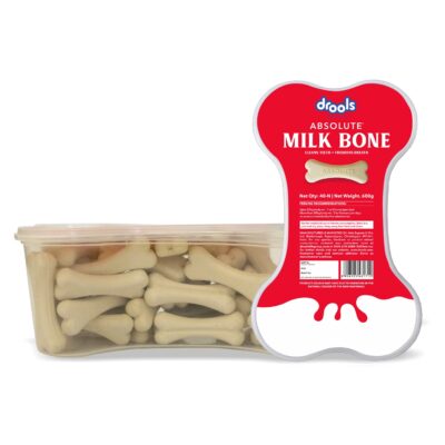 Drools Absolute Dog Bone Treats, Milk Flavour 300G 20Peices Jar, All Life Stages