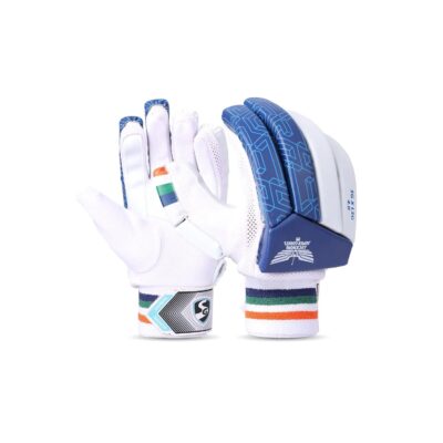 SG X LSG 4.0 Cricket Batting Gloves, Right-Handed, White and Navy Blue, Lightweight Design (Youth)