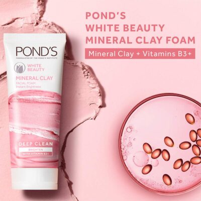 Pond's White Beauty Mineral Clay Instant Brightness Face wash Foam 90g