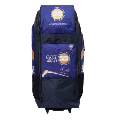 SS Sky Flicker Cricket Kit Bag Wheel Violet Black – Spacious Duffle Trolley Bag with Bat Sleeves, Shoe Pocket & Rolling Wheels