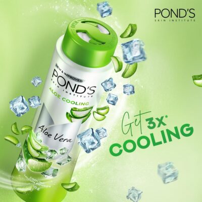 POND'S Aloe Cooling Powder, 200g, for Instant Cooling and Refreshing Relief in Summer, with 100% Aloe Extract, 3X Cooling Effect, Long-Lasting Fragrance