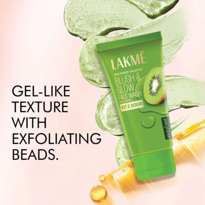 LAKMÉ Blush & Glow Exfoliating Face Wash with Vitamin C Serum, Refreshing and Gentle Facewash with Kiwi Fruit Extracts, 100gm