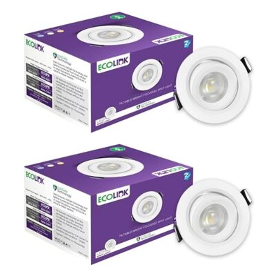 EcoLink polycarbonate 3W LED Tiltable Spot Light|Spot Light for Display & Home Decoration|Cut Out: 63mm, Color: Warm White, Pack of 2
