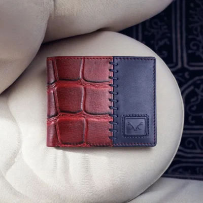Al Fascino Maroon & Blue Genuine Leather Wallet for Men