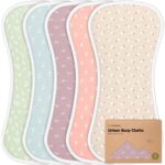 5-Pack Organic Burp Cloths for Baby Boys and Girls - Ultra Absorbent Burping Cloth, Burp Clothes, Newborn Towel - Milk Spit Up Rags - Burpy Cloth Bib for Unisex, Boy, Girl - Burp Cloths (Blooms)