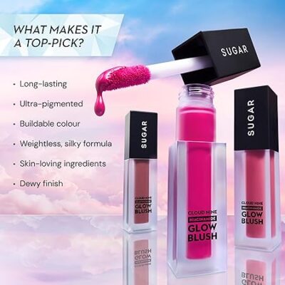 SUGAR Cosmetics Cloud Nine Niacinamide Glow Blush | Long lasting & Ultra-Pigmented | Dewy Finish | 7.6ml - 03 Merry Mauve