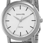 Sonata Quartz Analog White Dial Stainless Steel Strap Watch for Men-NR77049SM02