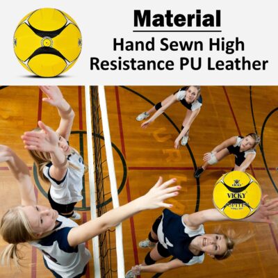 Vicky Jupiter Volleyball Exquisite Craft & Superior Hand Sewn Synthetic Material Built Ideal Ball for Training & Practising Sports- Yellow