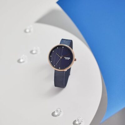 Sonata Poze Quartz Blue Dial Blue Metal Strap Analog Watch for Women-SP80093KM01