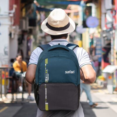 Safari Quill 5 Compartment Laptop Backpack 26 Ltrs Water Resistant Fabric - Blue, L (QUILL19CBBLU)