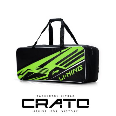 Li-Ning Crato Triple Zipper Polyester Badminton Kit Bag (Black/Lime)