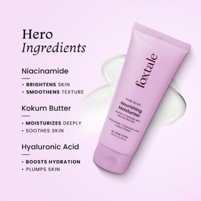 Foxtale Nourishing Face Moisturizer with Niacinamide for 24 Hr Hydration, Lightweight & Non-Sticky, For Soft & Glowing Skin, Men & Women, All Skin Types, 100 ml
