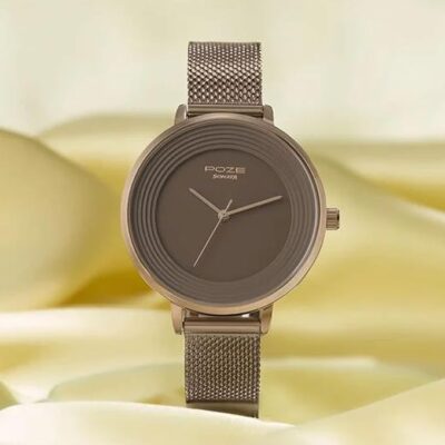 Sonata Poze Quartz Analog Brown Dial Mesh Strap Watch for Women