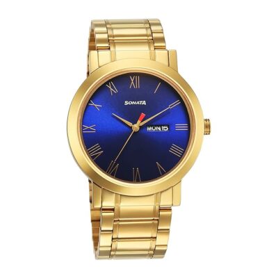 Sonata Utsav Blue Dial Analog Watch for Men-NS77108YM06