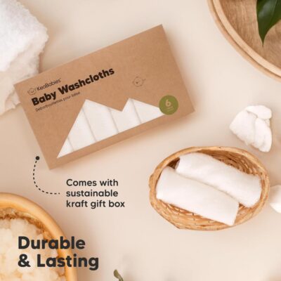 KeaBabies Baby Bamboo Washcloths - Soft Organic Baby Washcloths for Motherhood - Hypoallergenic, Anti Bacterial Towels - White