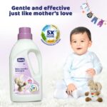 Chicco Baby Liquid Laundry Detergent, 5X Stain & Germ Fighter, Kills 99% Of Germs, Dermatologically Tested For Effective & Gentle Cleaning, Delicate Flowers (1 L)