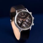 Sonata Quartz Multifunction Black Dial Black Leather Strap Watch for Men