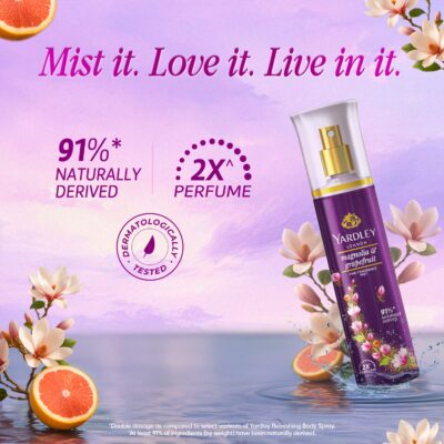 Yardley London Magnolia & Grapefruit Fine Fragrance Mist Spray| 2X Perfume Spray For Women| 91% Naturally Derived| 135ml
