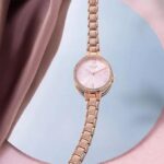 Sonata Poze Quartz Analog Pink Dial Metal Strap Watch for Women