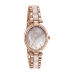Sonata Poze Quartz Analog Light Brown MOP Dial Solid Link Strap Watch for Women