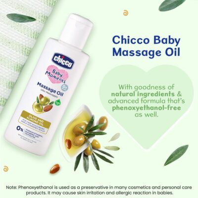 Chicco Baby Moments Massage Oil, New Advanced Non-sticky & Moisturizing Formula, Suitable for Baby’s Skin, Hair & Scalp, No Phenoxyethanol & Parabens (200ml)