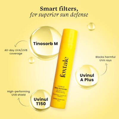 Foxtale SPF 70 Niacinamide Dewy Sunscreen with PA++++ For Dewy Sun Protection | Tan Protection | Lightenweight | No White Cast | Non Greasy | Anti-Tan Formula | For Spot Depigmentation | Men & Women | Pack of 2 | 50 ml