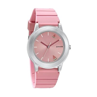 Sonata Play Pink Dial Women Analog Watch with Plastic Strap-NS8992PP10W/NT8992PP10W
